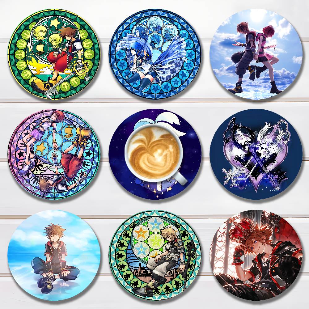 Coffee Tea Games - Sottobicchieri rotondi in legno K-Kingdom H-Hearts