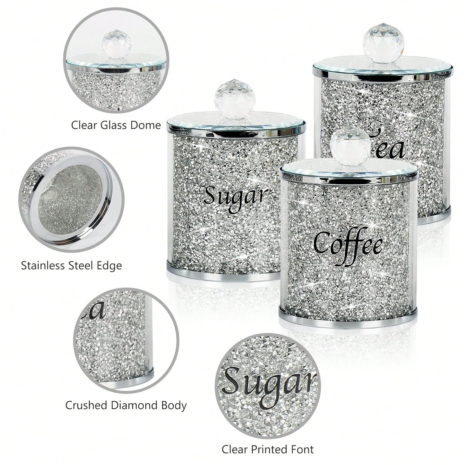 Coffee Tea Jars - Set di contenitori per caffè, zucchero