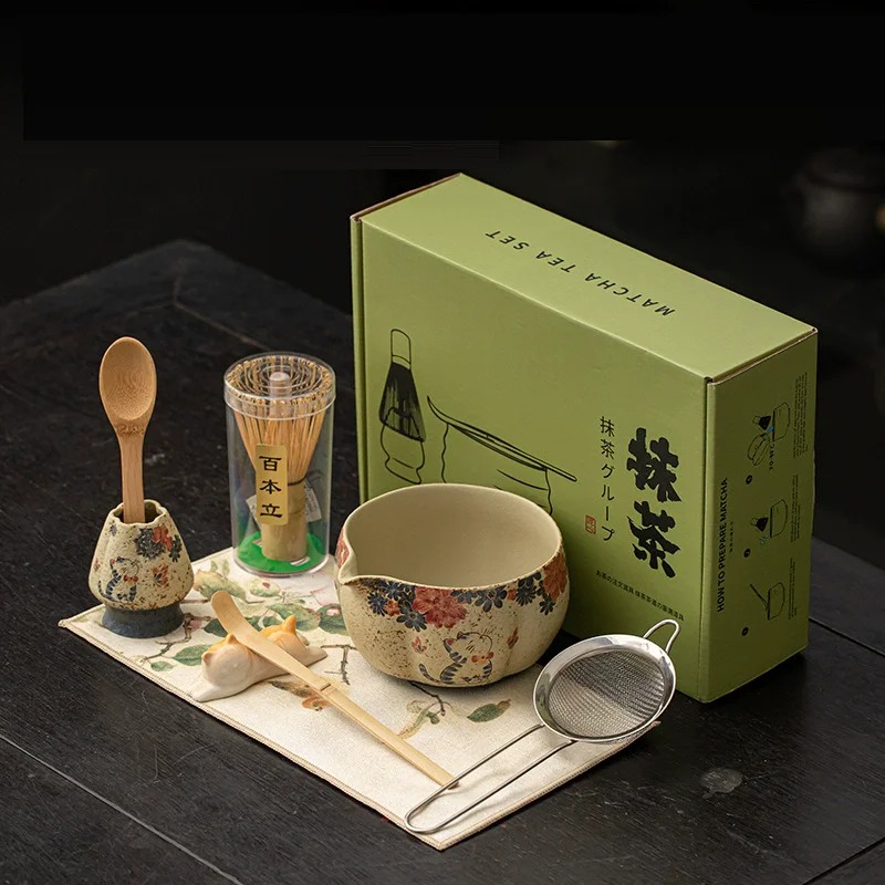 Matcha Whisk Set - 8PCS Selo giapponese rosso Matcha Set