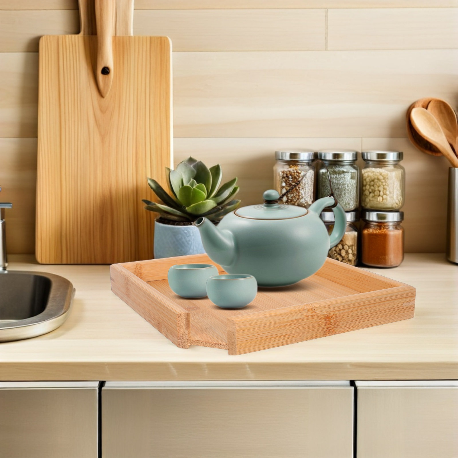 Vassoio da tè quadrato in bamb - Bamboo Tea Tray recensione e prezzo