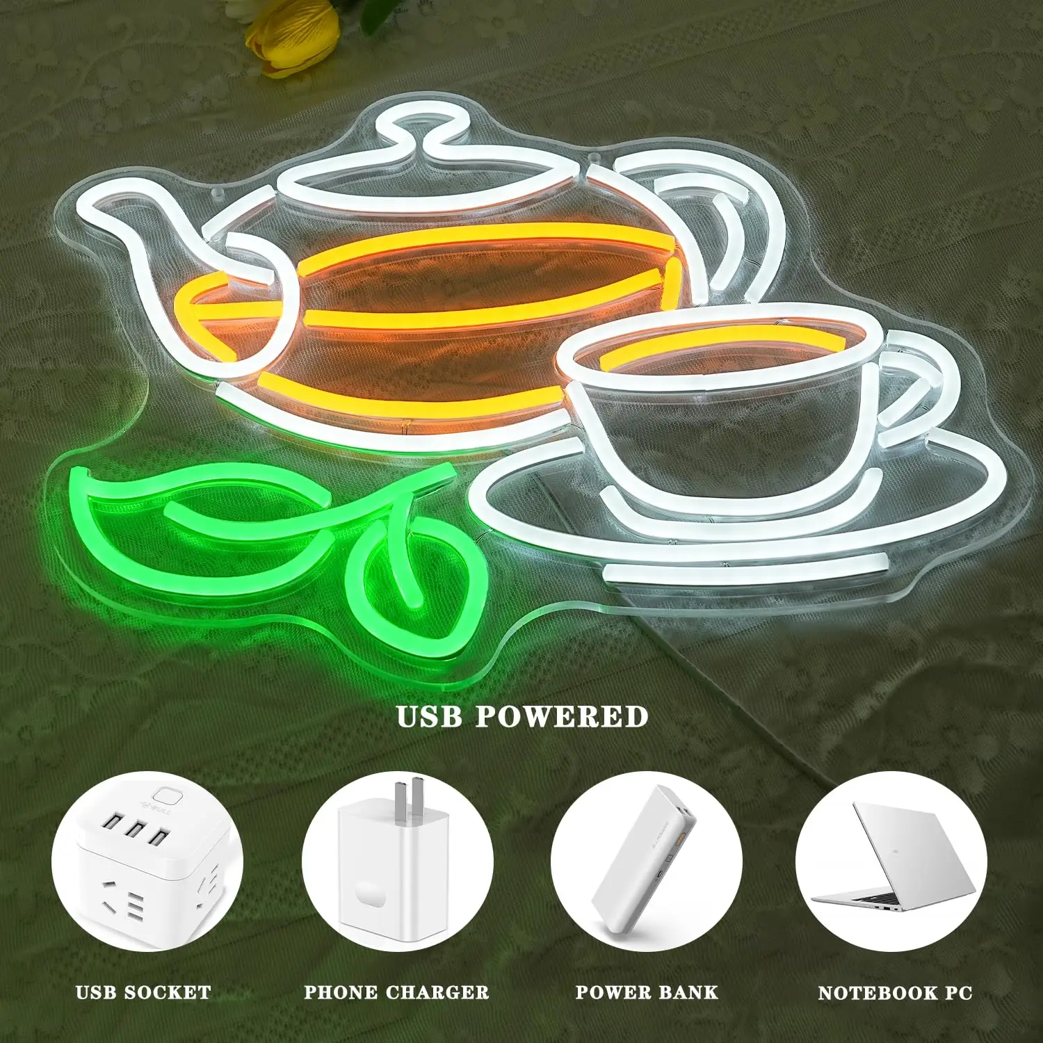 Insegna al neon per tè, teiera - Coffee Tea Plantation recensione e prezzo